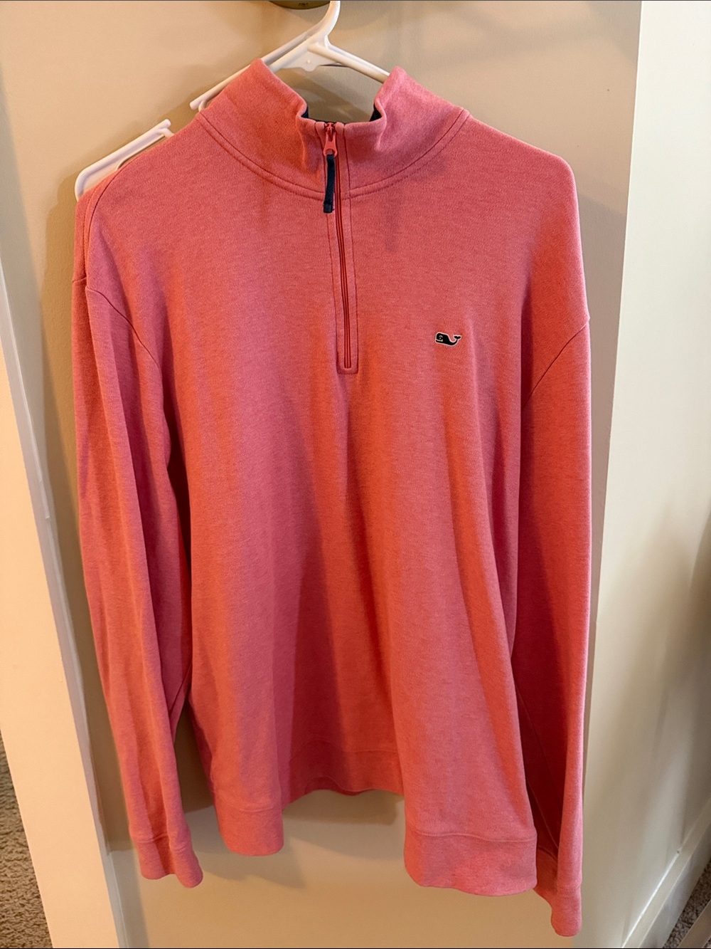 Vineyard Vines Men's Coral Quarter-Zip Sweater